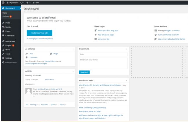 WordPress Admin Dashboard 